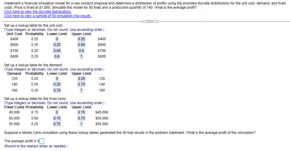 Solved Implement a financial simulation model for a new | Chegg.com