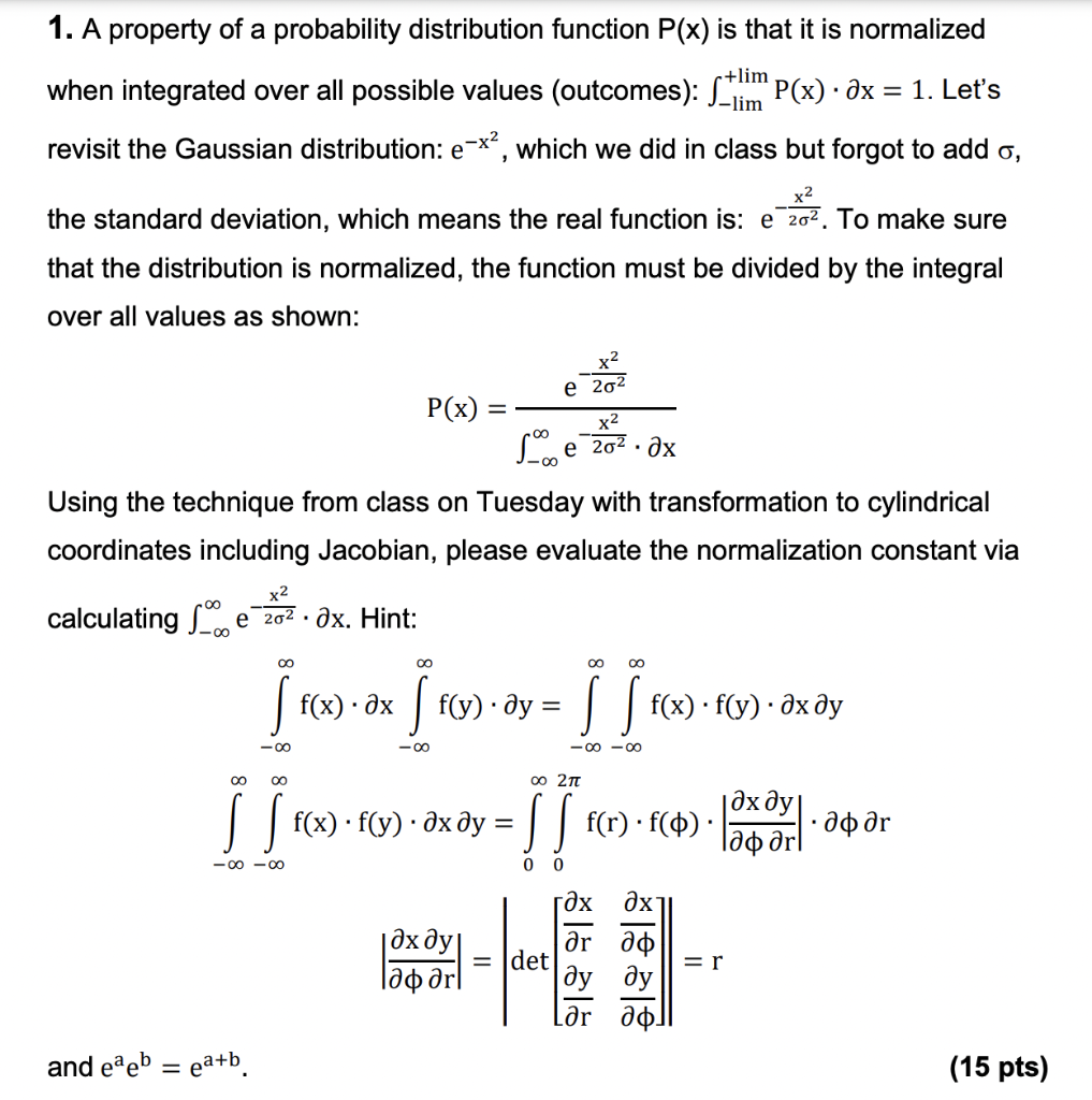 Solved 1. A Property Of A Probability Distribution Function | Chegg.com