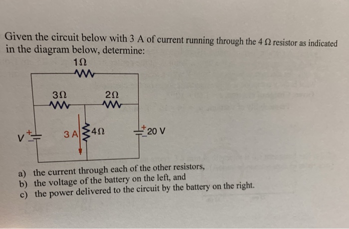 Solved Given the circuit below with 3A of current running | Chegg.com