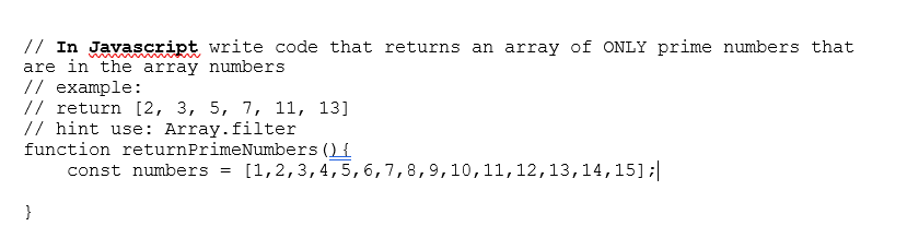 Solved w // In Javascript write code that returns an array | Chegg.com