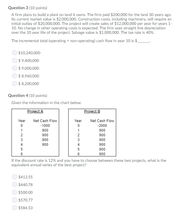 Solved Question 3 (10 points) A firm plans to build a plant | Chegg.com