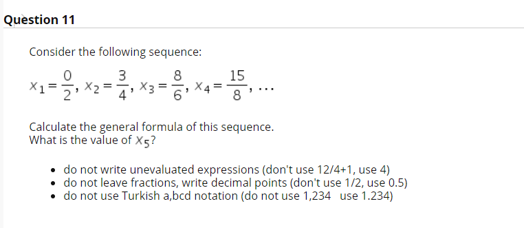 Solved Consider the following sequence: Calculate the | Chegg.com