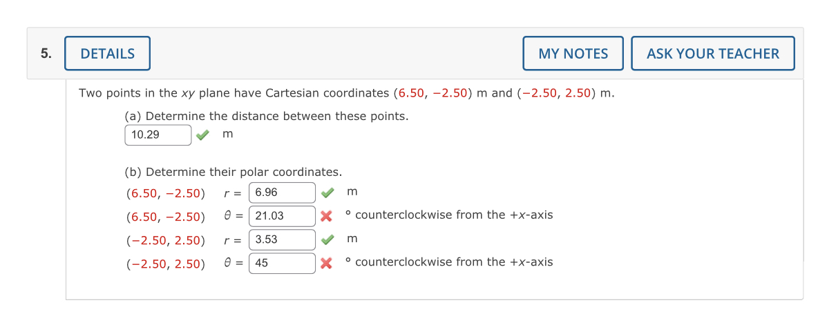 Solved Two points in the xy plane have Cartesian coordinates | Chegg.com