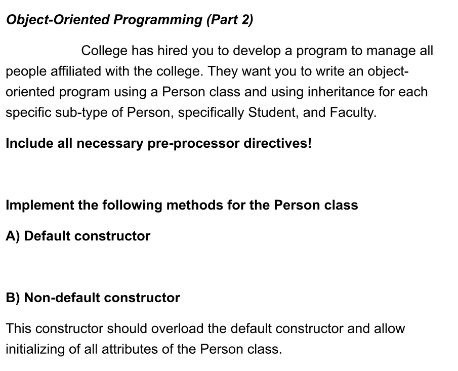 Solved Object-Oriented Programming (Part 1) College has | Chegg.com