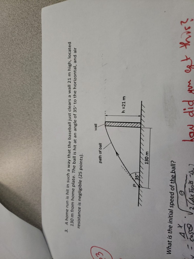 Physics Home Run Problem Solved 3. A home run is hit in such a way that the baseball | Chegg.com