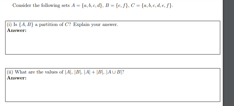 Solved Consider The Following Sets | Chegg.com