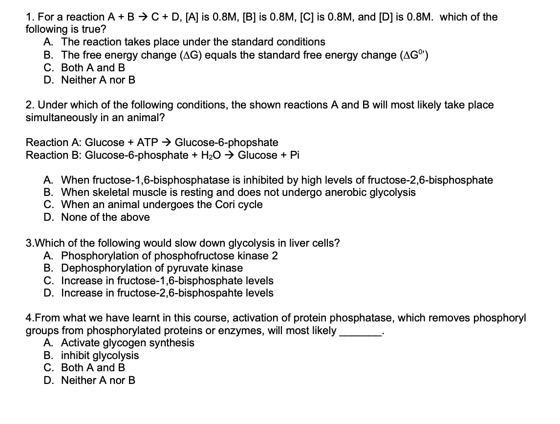 1. For A Reaction A+B→C+D,[A] Is 0.8M,[B] Is 0.8M,[C] | Chegg.com