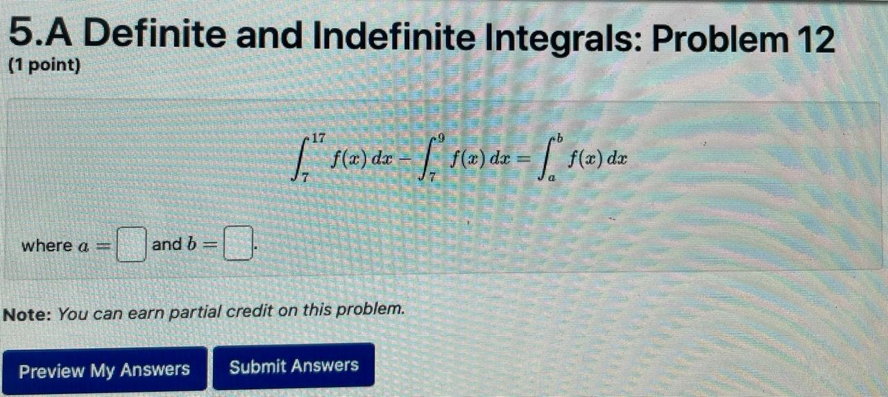 Solved 5.A Definite and Indefinite Integrals: Problem 12 (1 | Chegg.com