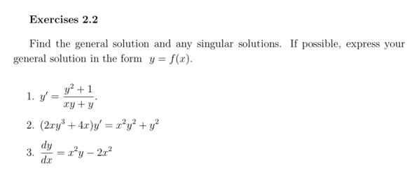 Solved Find the general solution and any singular solutions. | Chegg.com