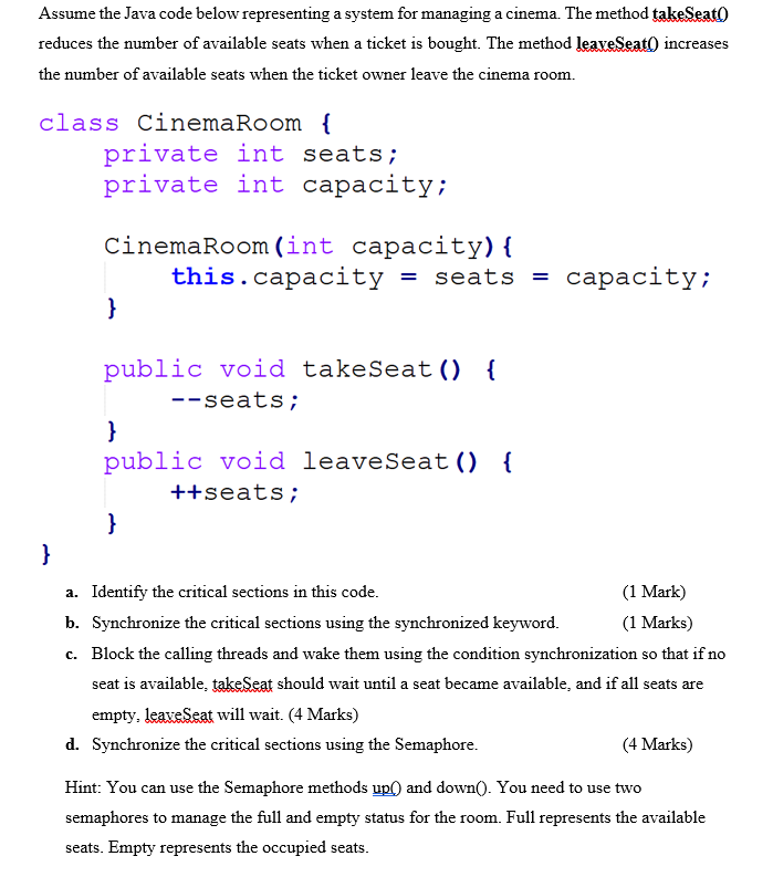 Solved Assume the Java code below representing a system for | Chegg.com