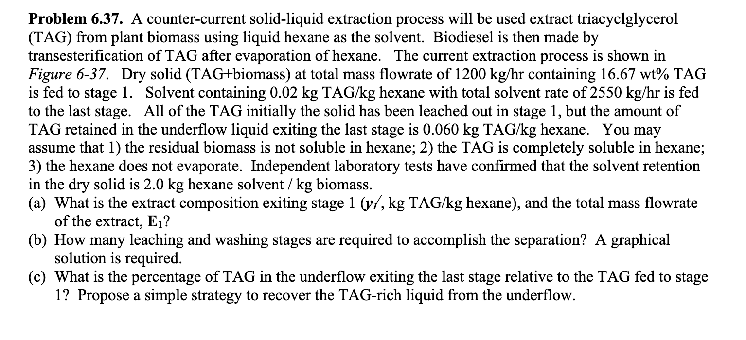 Solved problem 6 37 a counter current solid liquid chegg