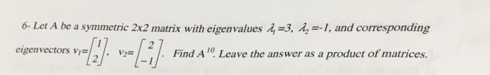 Solved 6-Let A be a symmetric 2x2 matrix with eigenvalues | Chegg.com