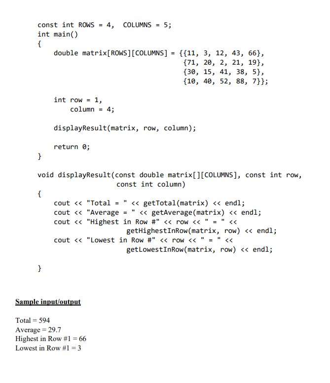 Solved Exercise 1 Find Total Average the Highest in the Chegg