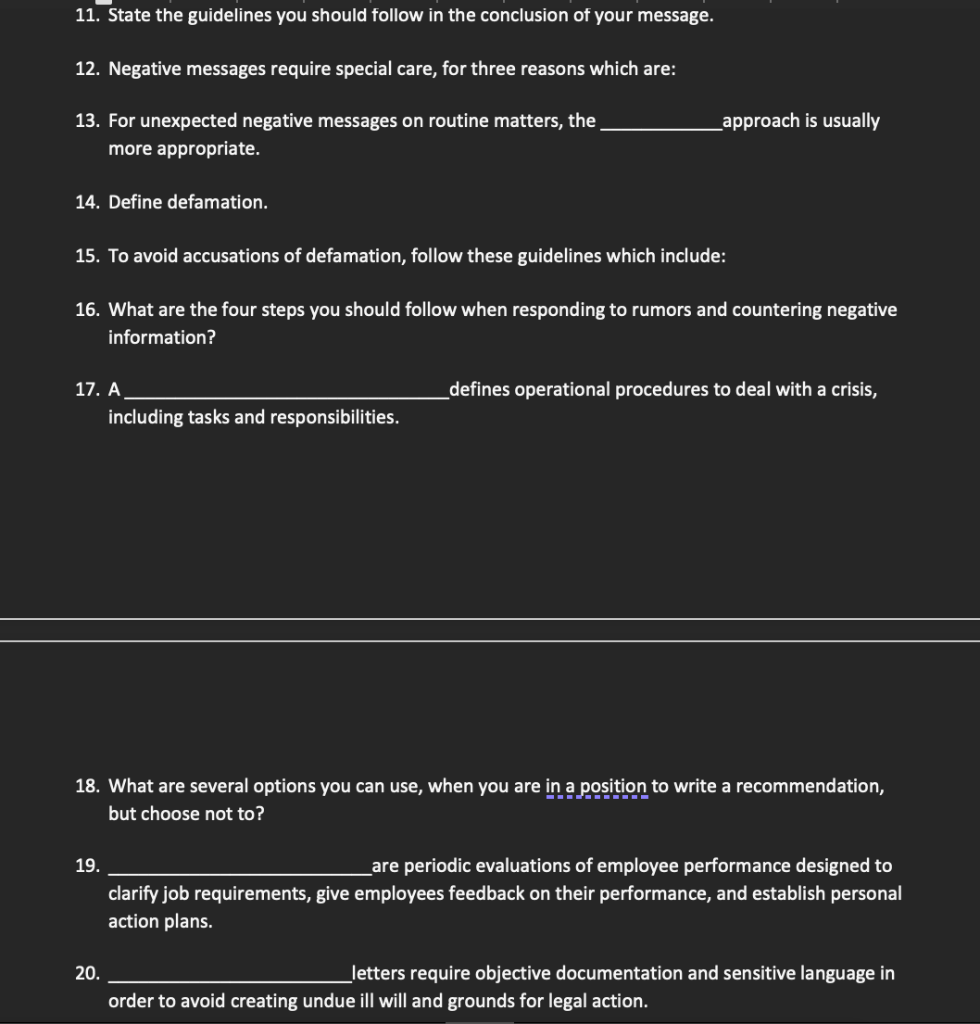 Solved 11. State the guidelines you should follow in the | Chegg.com