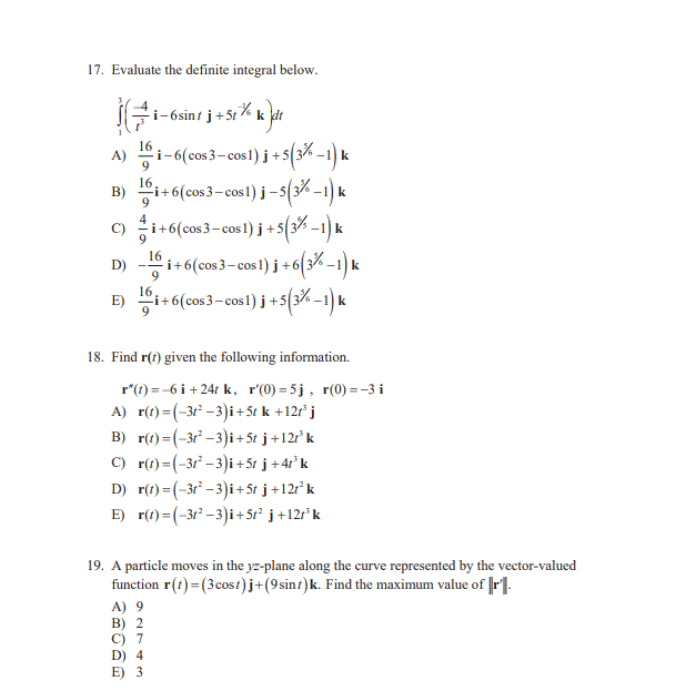 Solved 17. Evaluate the definite integral below. i-6 sint j | Chegg.com