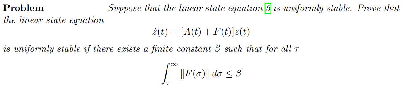 Solved Problem Suppose that the linear state equation 5 is | Chegg.com