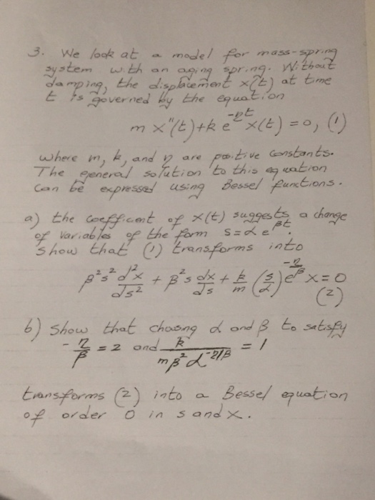 We look at a model for mass-spring system with an | Chegg.com