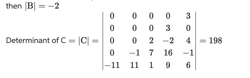 Solved =∣B∣=∣∣761−511−2.60−200∣∣∣B∣=−2 minant of | Chegg.com