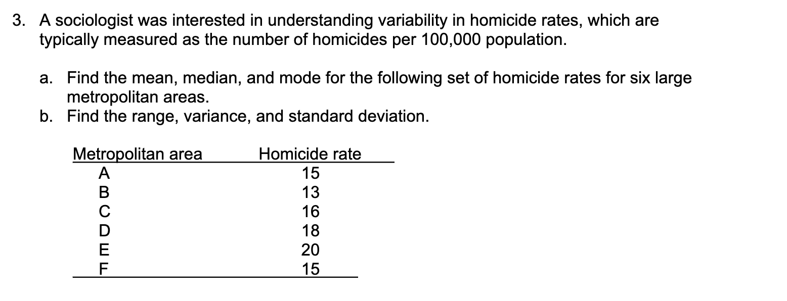 A sociologist was interested in understanding variability in homicide rates, which are typically measured as the number of ho