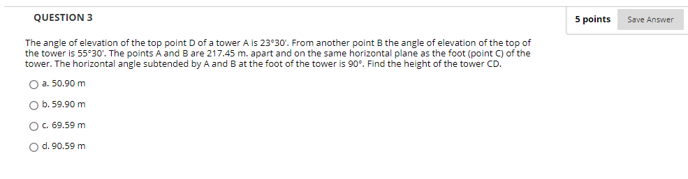 Solved QUESTION 3 5 points Save Answer The angle of | Chegg.com
