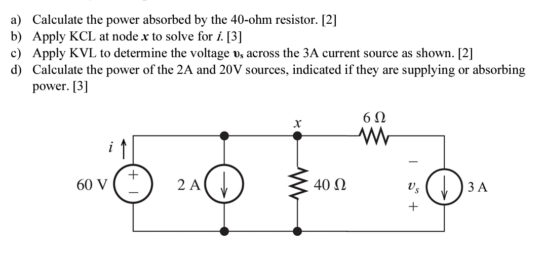 Solved a) Calculate the power absorbed by the 40−ohm | Chegg.com