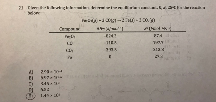 Solved 5 The following experimental data was collected for | Chegg.com