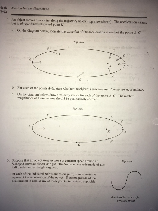 Solved An Object Moves Clockwise Along The Trajectory Below | Chegg.com