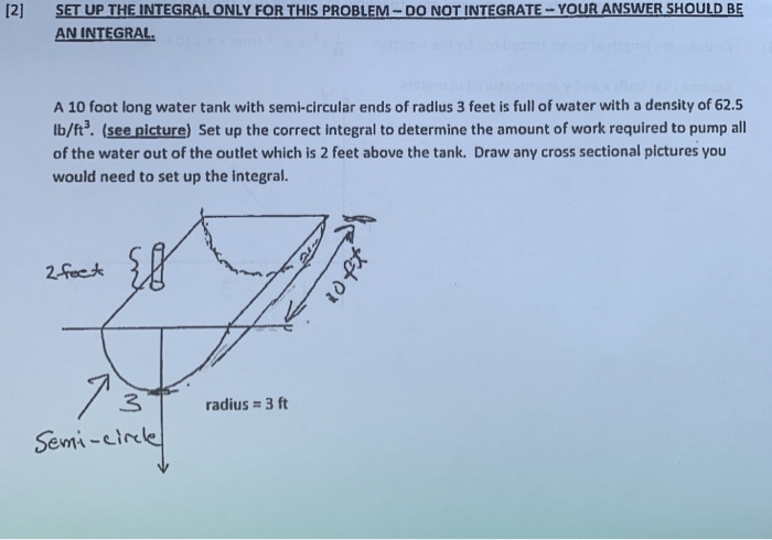 Solved 2 SET UP THE INTEGRAL ONLY FOR THIS PROBLEM-DO NOT | Chegg.com