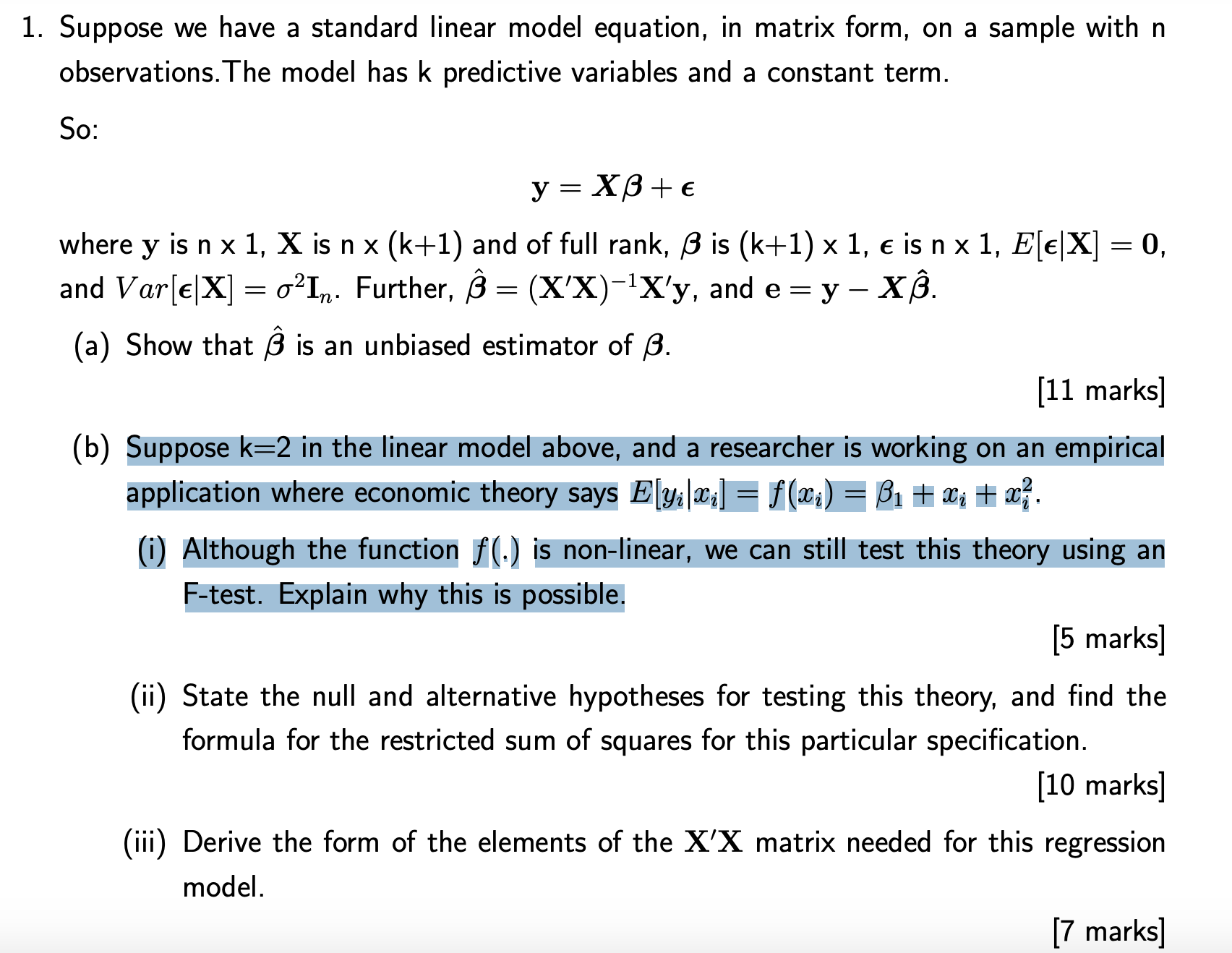Solved suppose we have a standard linear model equation in chegg