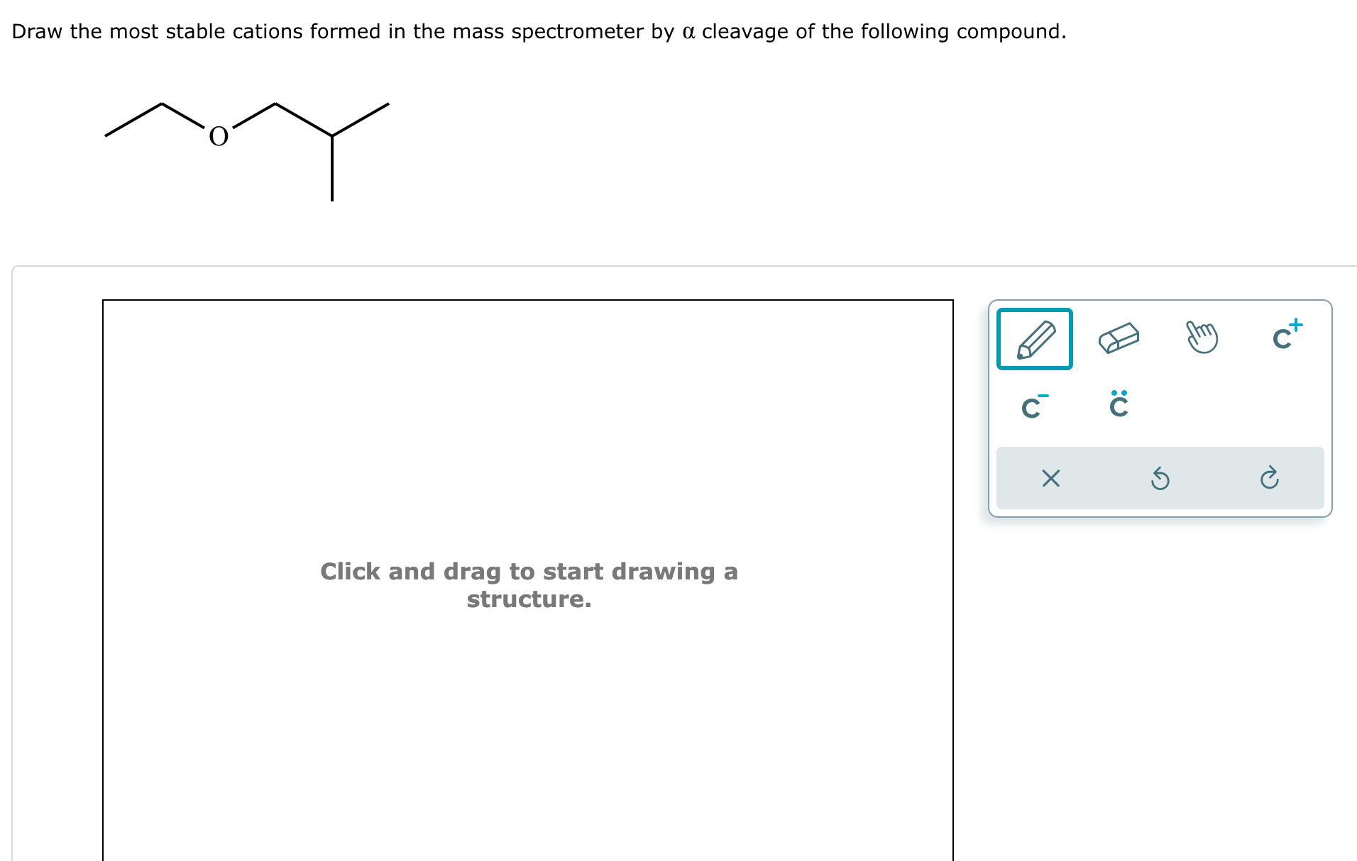 Solved Draw the most stable cations formed in the mass | Chegg.com