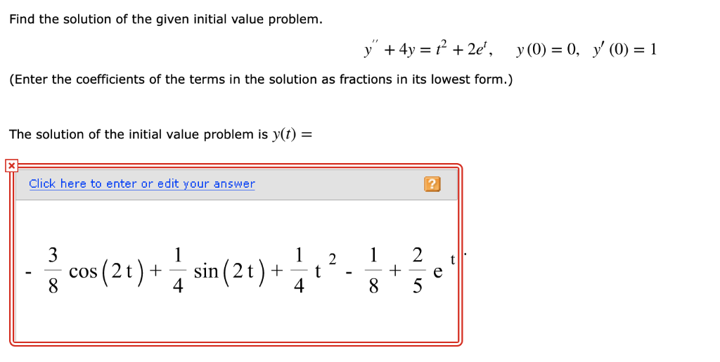 Solved Find the solution of the given initial value problem. | Chegg.com