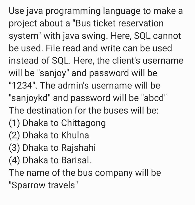 Solved Use java programming language to make a project about | Chegg.com