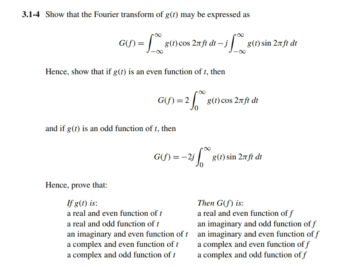 Solved G F 80 3 1 4 Show That The Fourier Transform O Chegg Com