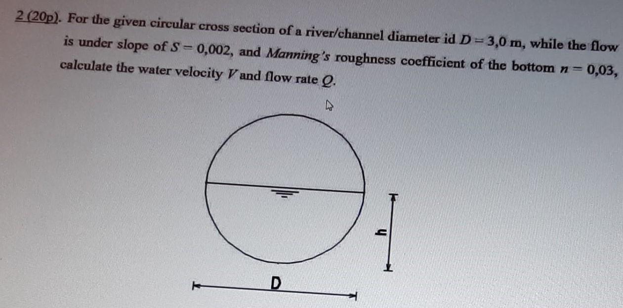 Solved 2 (20p). For the given circular cross section of a | Chegg.com