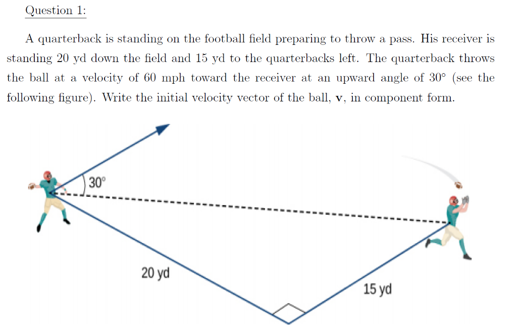 Solved Question 1 A quarterback is standing on the football
