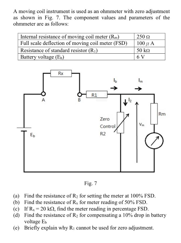 Solved A moving coil instrument is used as an ohmmeter with