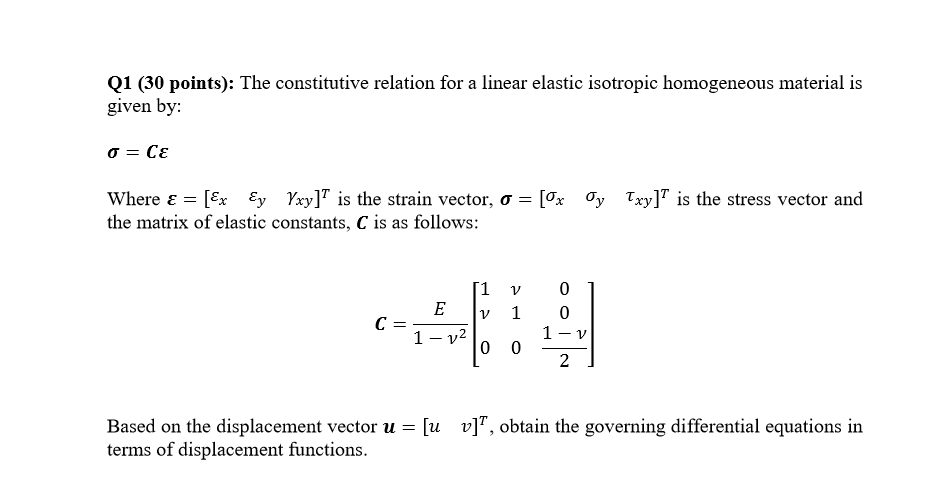 Solved Q1 (30 points): The constitutive relation for a | Chegg.com