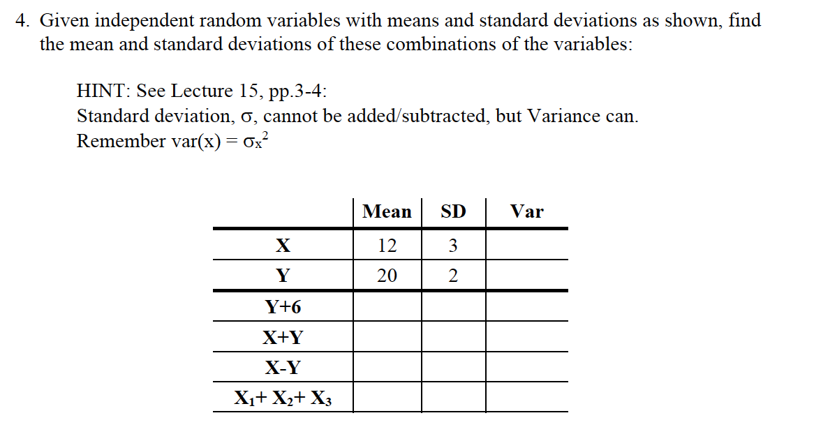 Solved Given Independent Random Variables With Means And 5722