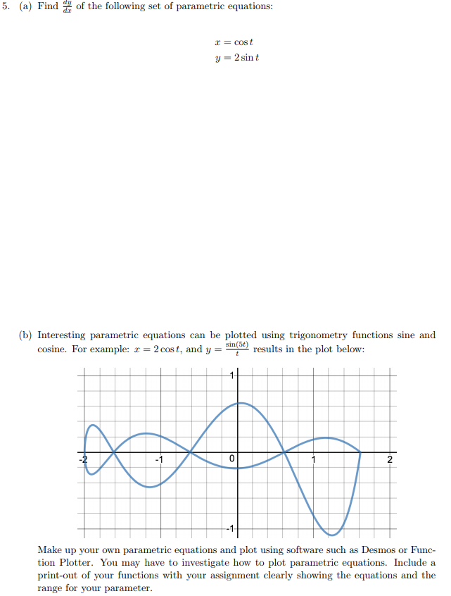 Solved 5. (a) Find 훑 of the following set of parametric | Chegg.com