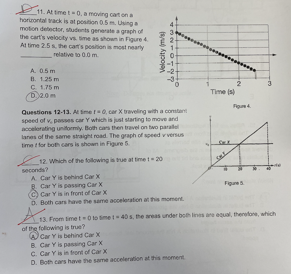 Solved 11. At time t = 0, a moving cart on a horizontal | Chegg.com