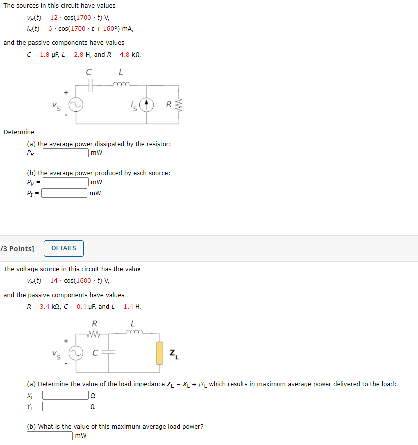 Solved The Sources In This Circuit Have Values Vs T 12 Chegg Com