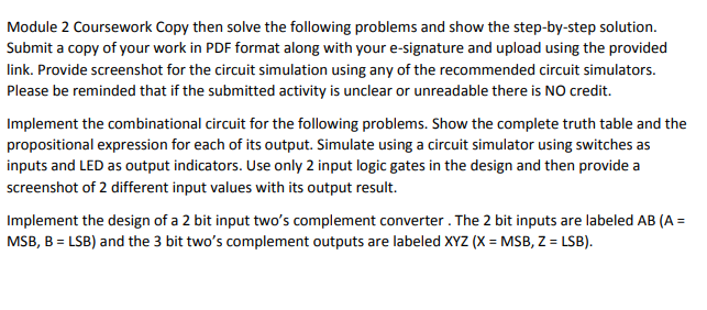 Solved Module 2 Coursework Copy then solve the following | Chegg.com