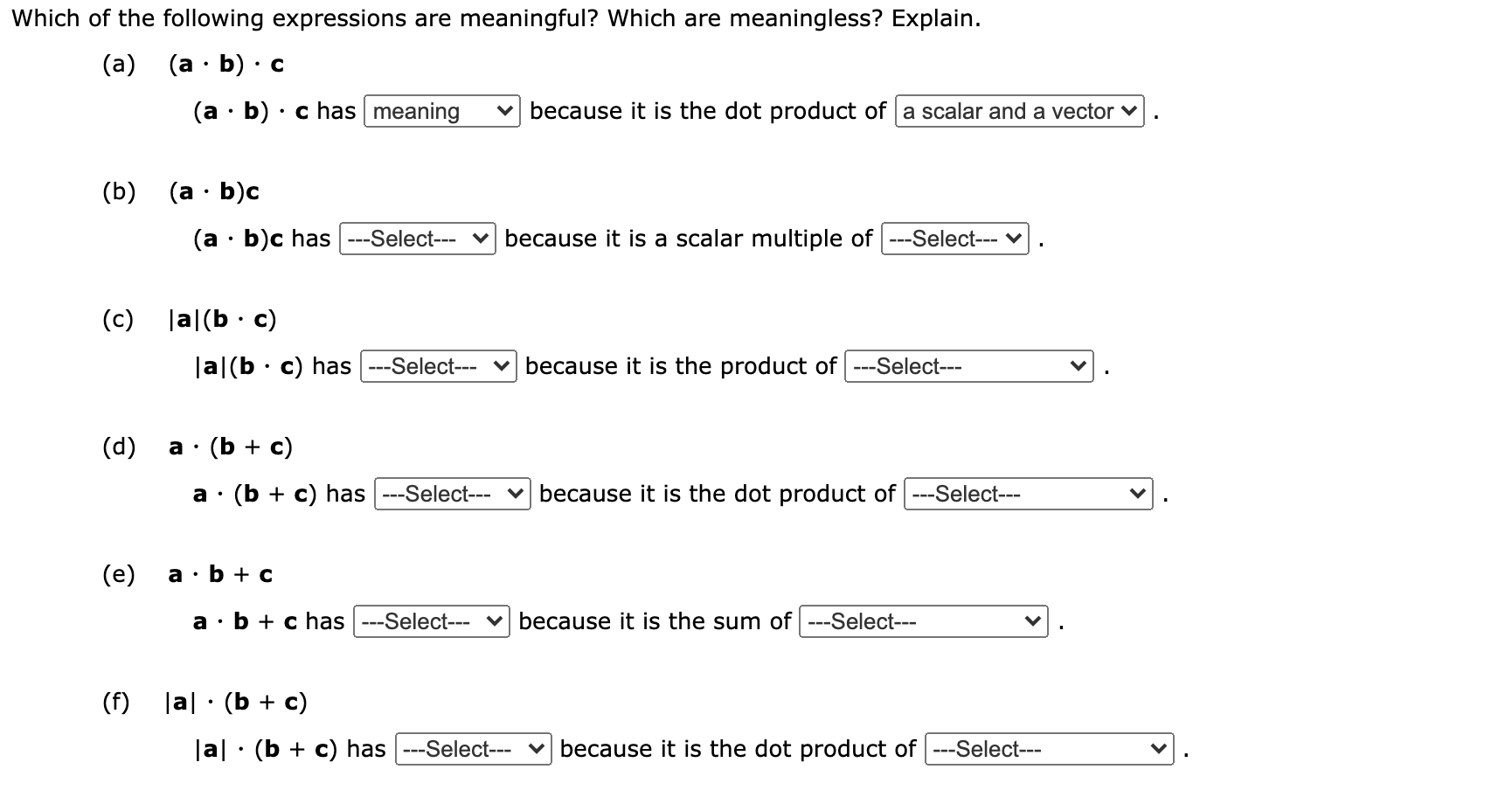 Solved The Option Is Meaning No Meaning 2 Scalers 2 Vect Chegg Com