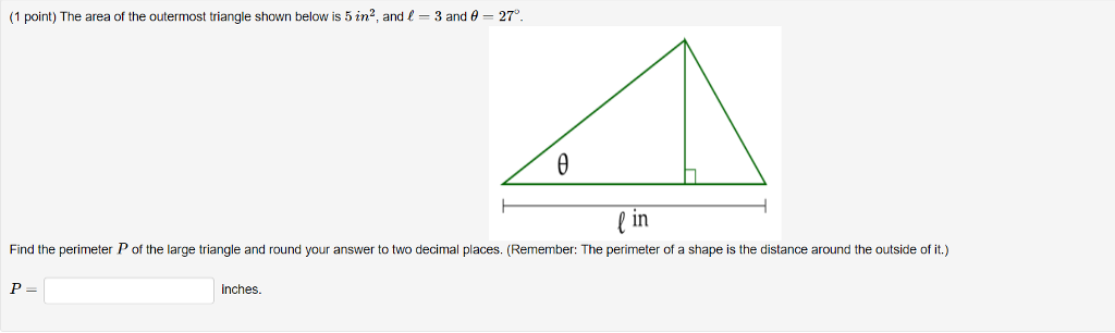 Solved (1 point) The area of the outermost triangle shown | Chegg.com