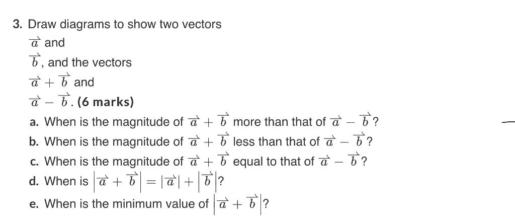 Solved 3. Draw diagrams to show two vectors a and ū, and the | Chegg.com