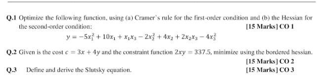 Solved Q 1 Optimize The Following Function Using a Chegg