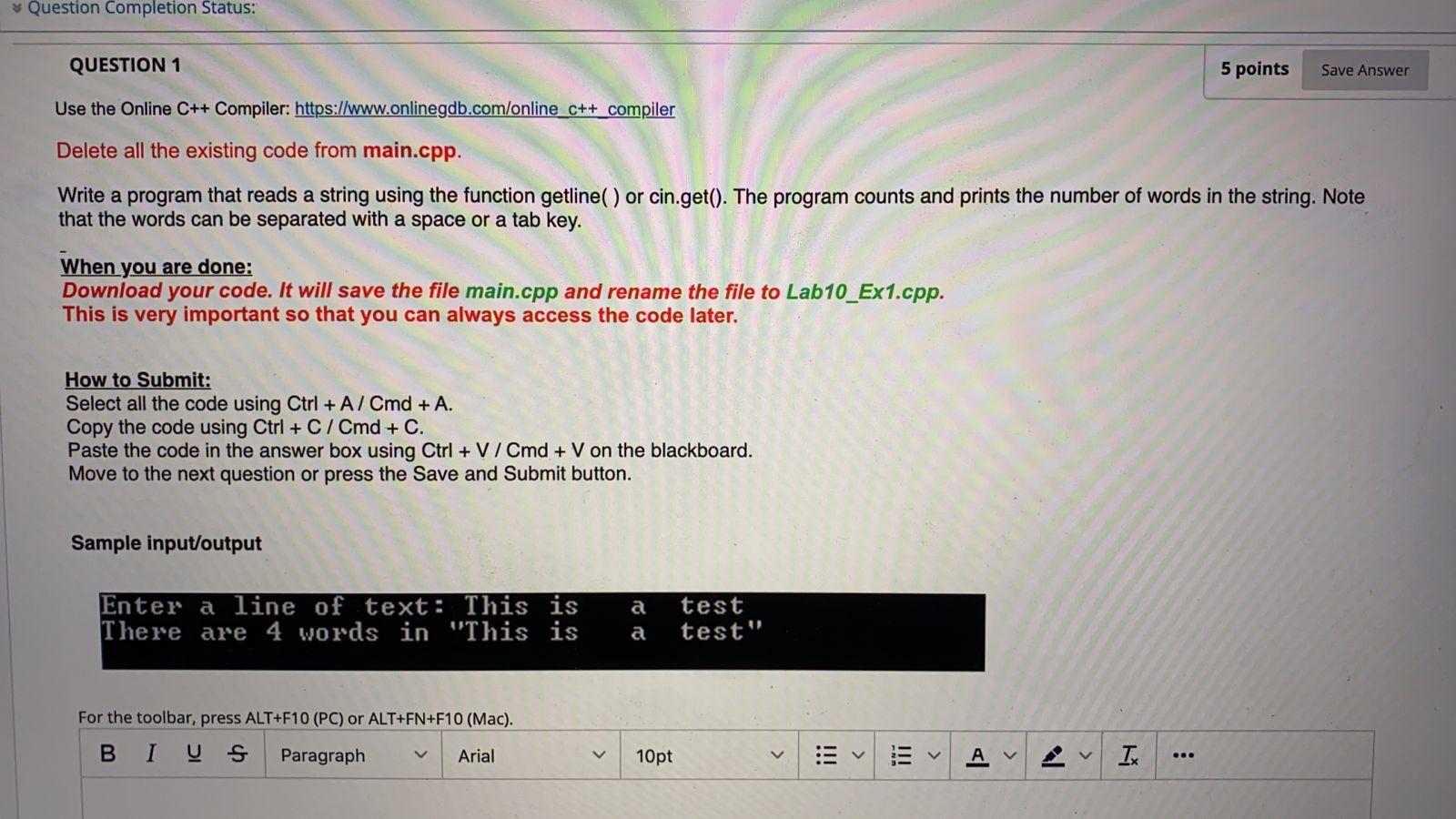 Solved * Question Completion Status: QUESTION 1 5 points | Chegg.com