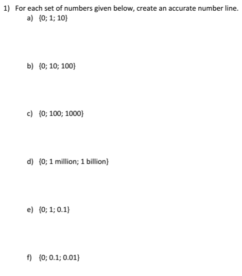 Solved For each set of numbers given below, create an | Chegg.com