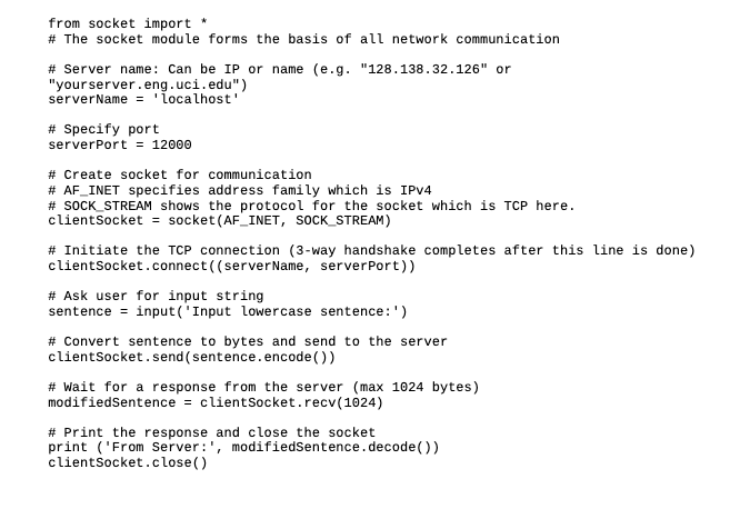 from socket import * # The socket module forms the | Chegg.com