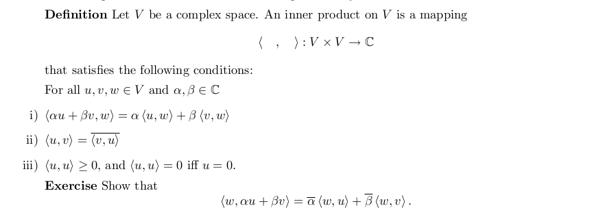 Solved Definition Let V be a complex space. An inner product | Chegg.com